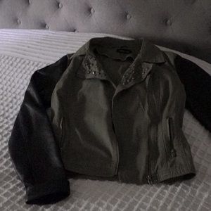 Cotton jacket - vintage with leather sleeves.